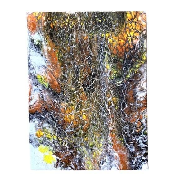 Original Artwork Canvas Painting Peace Brown Yellow Black 16 x 12 - Picture 2 of 11